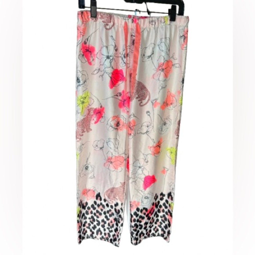Victoria’s Secret Floral & Leopard Print Pajama Pants Pink Black S